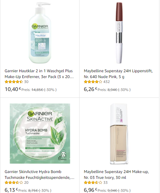 Garnier, L'Oréal, Maybelline 平价洗护用品