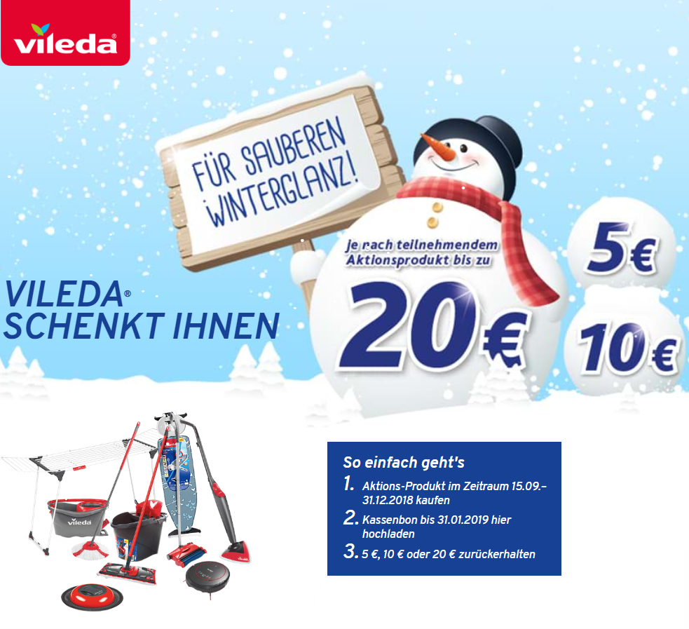Vileda 微力达实用工具 Cashback 返现 5~20欧 活动~